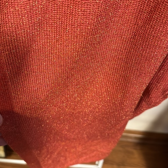 Ann Taylor orange metallic open front long cardigan sweater size large petite - Picture 3 of 5